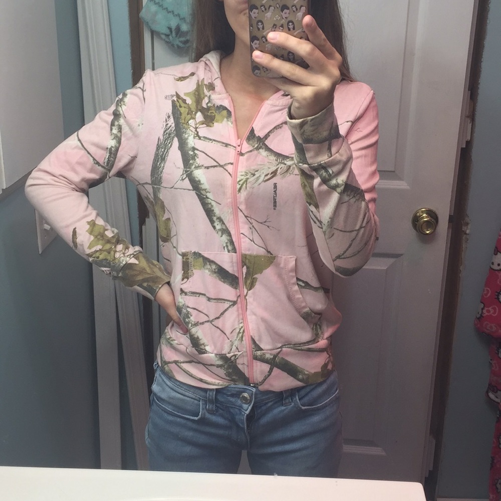 pink camo zip up